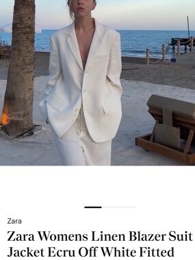 Zara Ecru Linen Blend Fitted Blazer Size XXL